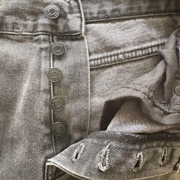 PacSun High Rise Straight Jeans Black Distressed Grunge Edgy Size 25 Waist - Picture 6 of 9